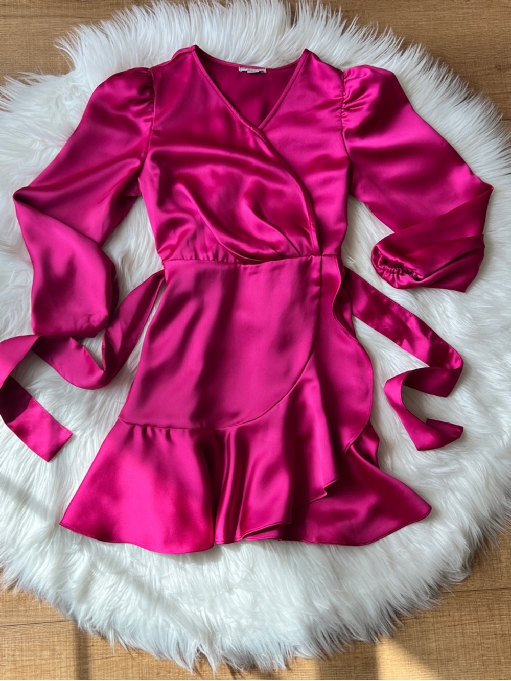 Girls Habitual Wrap Mini Dress in Fuchsia